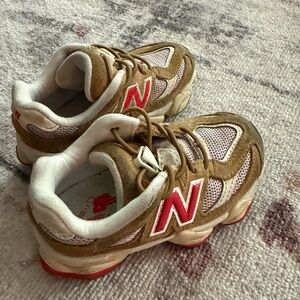 New Balance Kids' Tan and Red Sneakers